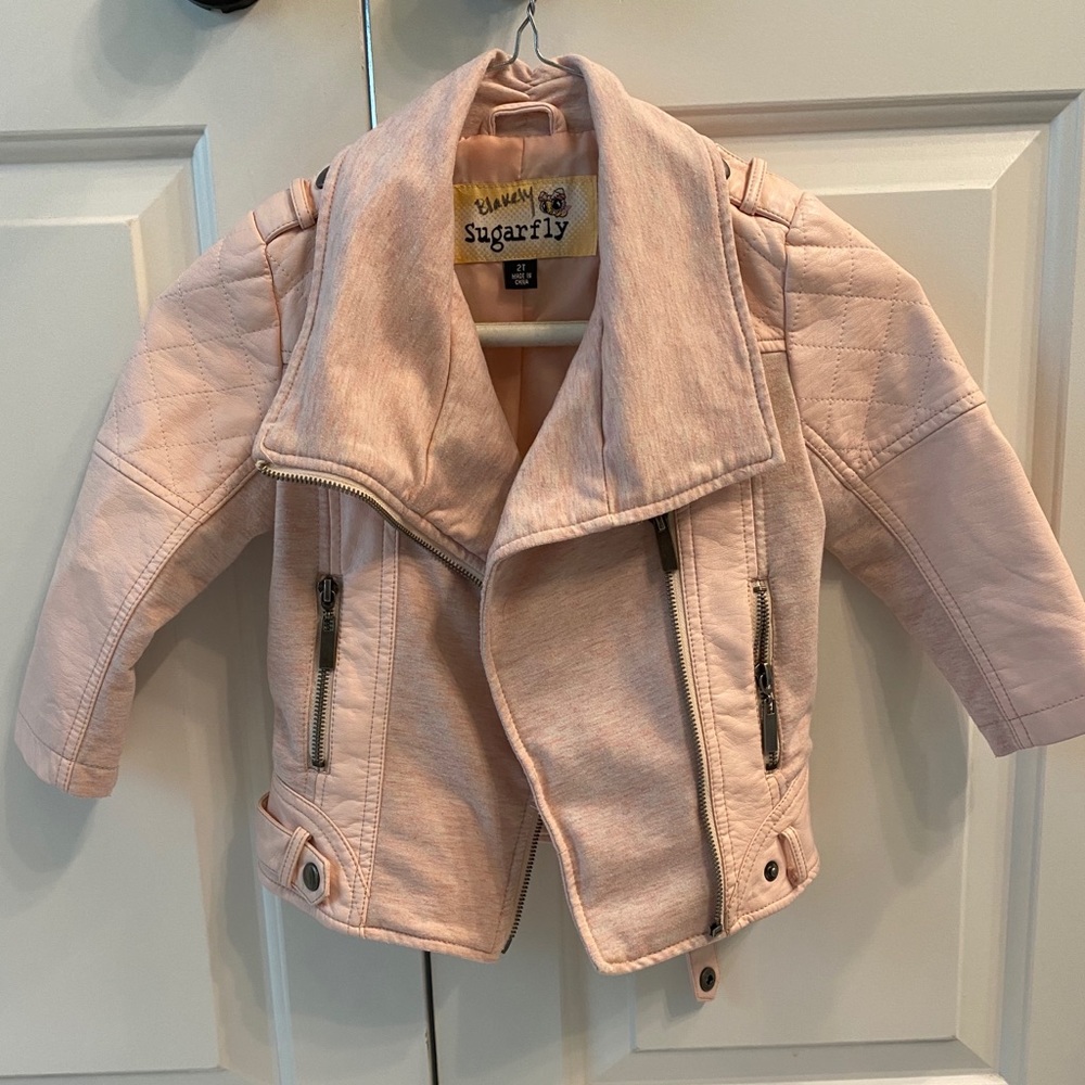 Girls 2T light pink faux leather jacket
